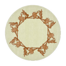 Schneidebrett - Blätter aus Eisen im Kreis (Oktago