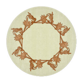 Schneidebrett - Blätter aus Eisen im Kreis (Oktago