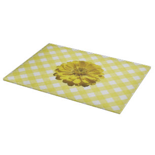 Schneidebrett - Gelbe Zinnie in Gitter