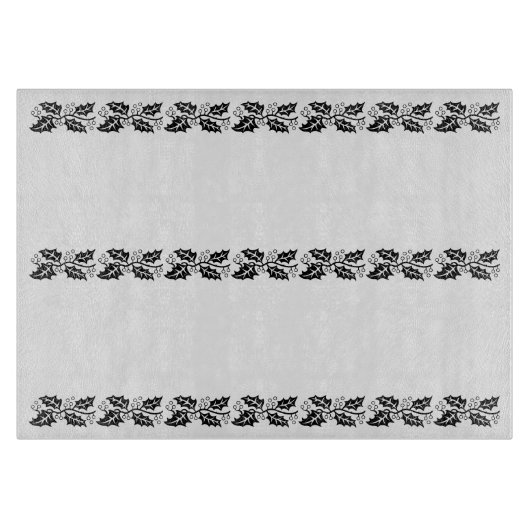 Schneidebrett - Holly-Blätter in Schwarzweiß (Vorderseite)