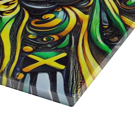 Schneidebrett mit jamaikanischer Farbgestaltung (Ecke)