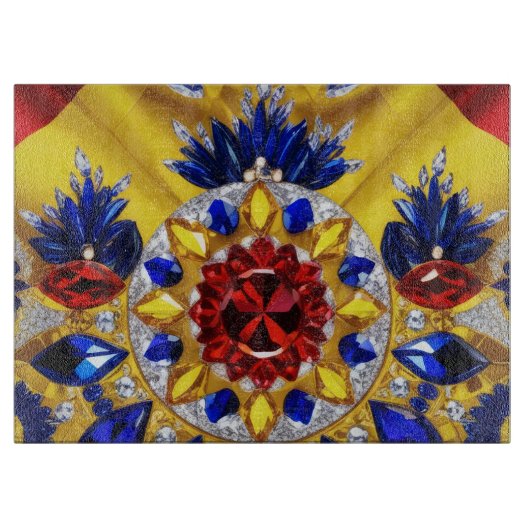 Schneidebrett mit rumänischer Farbgestaltung (Vorderseite)