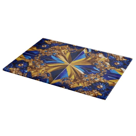 Schneidebrett mit schwedischer Farbgestaltung (Ecke)