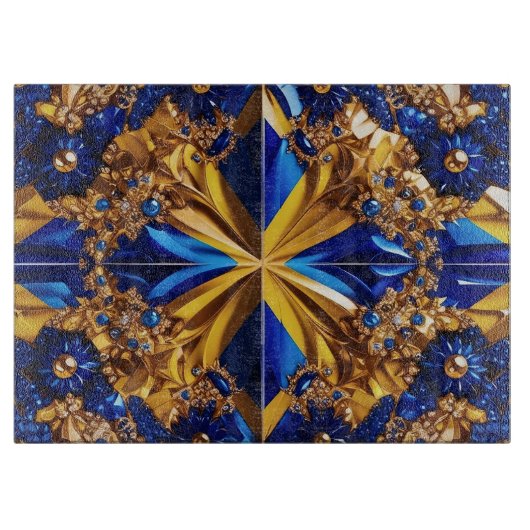 Schneidebrett mit schwedischer Farbgestaltung (Vorderseite)