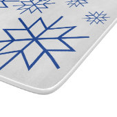 Schneidebrett - Schneeflocken in blau (Ecke)