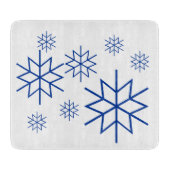 Schneidebrett - Schneeflocken in blau (Vorderseite)