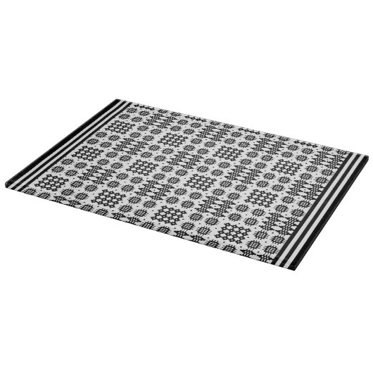 Schneidebrett: walisisches Tapestylemuster, Schwar Schneidebrett (Ecke)
