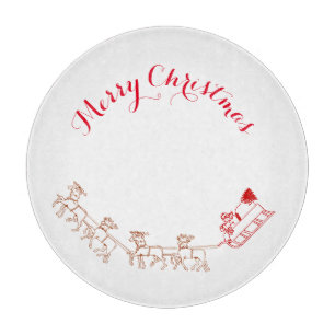Schneidebrett - Weihnachtsmann und sein Schlitten