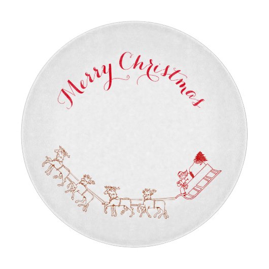 Schneidebrett - Weihnachtsmann und sein Schlitten (Vorderseite)