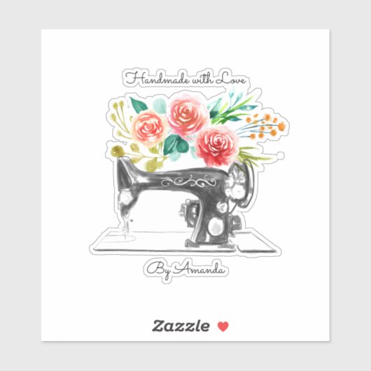 Schneidemaschine mit schwarzer Nähmaschine Aufkleber (Blatt)