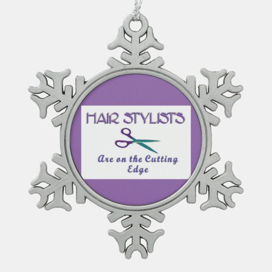 Schneiden der Haarstühle Schneeflocken Zinn-Ornament (Vorderseite)