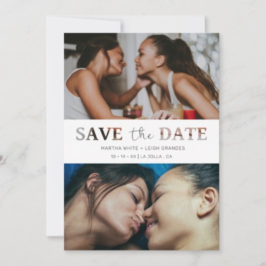Schneiden des Papiereffekts Hochzeitsskript für be Save The Date (Vorderseite)