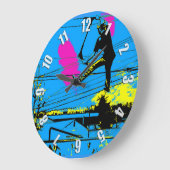 Schneiden - Hochfliegender Scooter Große Wanduhr (Winkel)