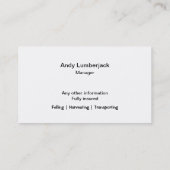 Schneiden Sie Baumstamm-Visitenkarte Visitenkarte (Rückseite)