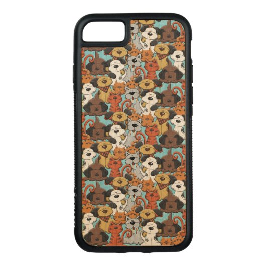 Schneiden Sie Brown-Tier-Muster Carved Wood iPhone Hülle (Rückseite)