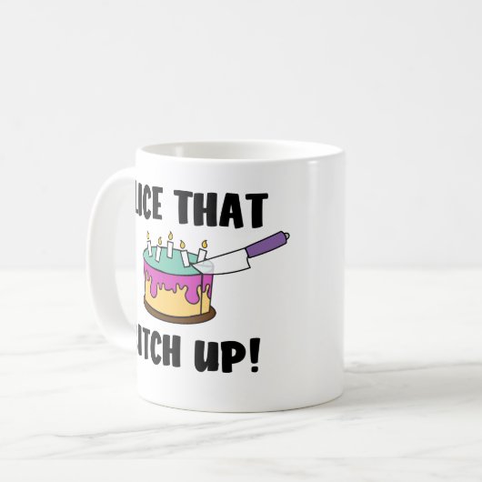 Schneiden Sie dieses Kuchen- und Messergeschenk Kaffeetasse (Vorderseite Links)
