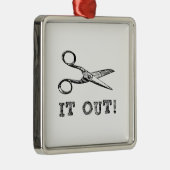 Schneiden Sie es Scissors heraus Silbernes Ornament (Rechts)