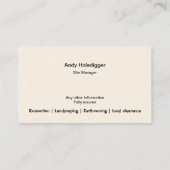 Schneiden Sie gelben Gräber mit fallendem Boden Visitenkarte (Rückseite)