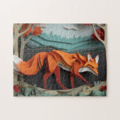 Schneiden Sie Papierfuchs unter Bäumen Puzzle (Horizontal)