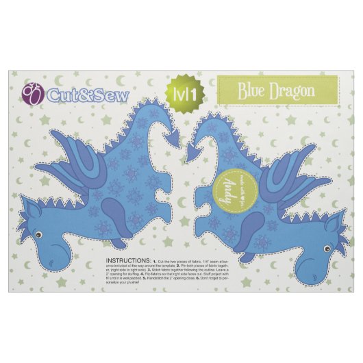 Schneiden Sie u. nähen Sie blauen Drachen - Stoff (Fat Quarter (45,7 x 55,9 cm))