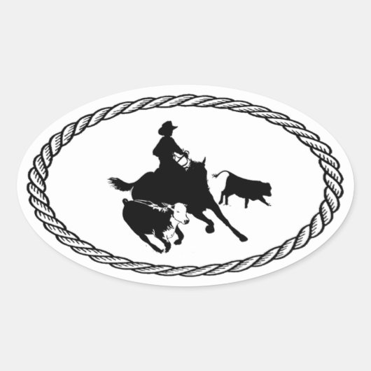 Schneiden von Pferden im Euro-Stil Ovaler Aufkleber (Vorderseite)