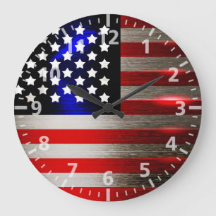 Schneidende Lasergeschnittene amerikanische Flagge Große Wanduhr