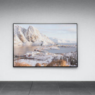 Schneidendes Dorf Rustikales Haus Weihnachtsgesche Fotodruck