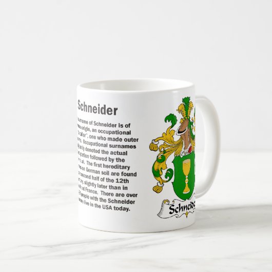 Schneider-Familienwappen-Tasse Kaffeetasse (VorderseiteRechts)
