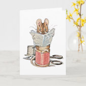 Schneider-Maus auf Spule des Fadens Karte (Gelbe Blume)