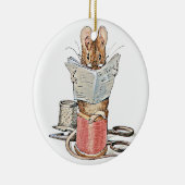 Schneider-Maus auf Spule des Fadens Keramik Ornament (Rechts)