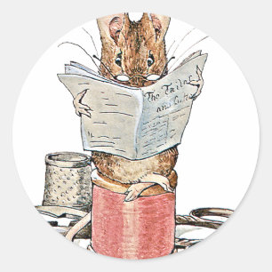 Schneider-Maus auf Spule des Fadens Runder Aufkleber