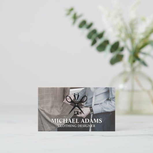 Schneiderarbeit im Studio Visitenkarte (Stehend Vorderseite)