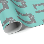 Schneidermaschine Elegantes Muster Grau Aquamarin Geschenkpapier (Rolleneckpunkt)