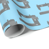 Schneidermaschine Elegantes Muster Grau Blau Geschenkpapier (Rolleneckpunkt)