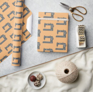 Schneidermaschine Elegantes Muster Grau Peach Geschenkpapier