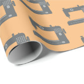 Schneidermaschine Elegantes Muster Grau Peach Geschenkpapier (Rolleneckpunkt)