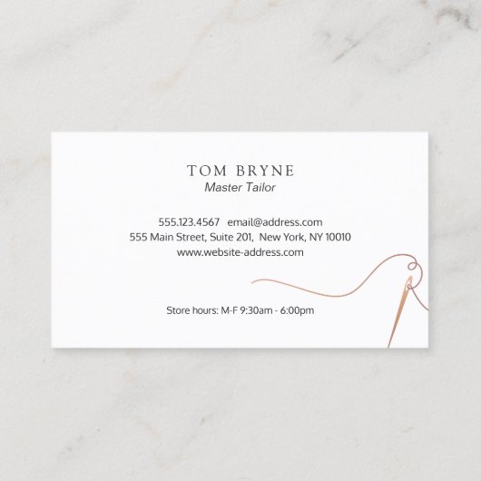 Schneidernadel und Thread Visitenkarte (Rückseite)