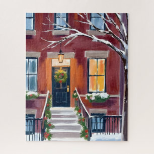 Schneidige Stadtstoeppe Weihnachten Winter Aquar Puzzle