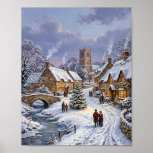 Schneidörfchen Cotswolds Weihnachtsdorf I Poster