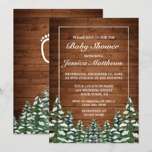 Schneiges Holz & Wald Land Kiefer Baby Shower Einladung