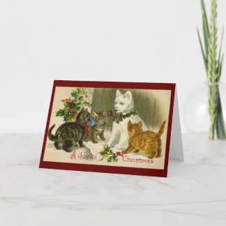 SCHNEKATZE Katze Schnee VINTAGE WEIHNACHTSKARTE Feiertagskarte