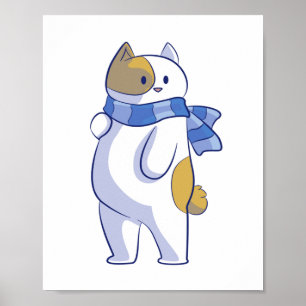 SCHNEKATZE MIT BLUE STRIPPED SCARF POSTER