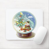 Schnekugel mit Schneemann und Weihnachtsbaum Mousepad (Mit Mouse)