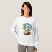 Schnekugel mit Schneemann und Weihnachtsbaum T-Shirt (Vorne ganz)
