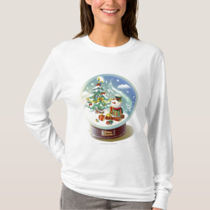 Schnekugel mit Schneemann und Weihnachtsbaum T-Shirt