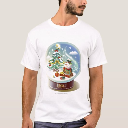 Schnekugel mit Schneemann und Weihnachtsbaum T-Shirt (Vorderseite)