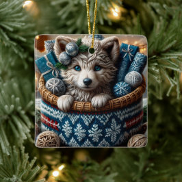 Schnell das Adorable Winter Puppy Keramikornament