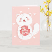 Schnell den Gruß von White Cartoon Cat holen Karte (Gelbe Blume)