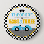Schnell & Drei Rennwagen 3. Geburtstagsgeschenk Button (Vorderseite)