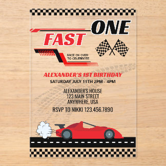 Schnell ein roter Kindergeburtstag Acryleinladungen